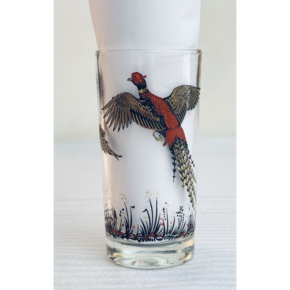 VTG Hazel Atlas Glasses Lot of 3 – 22K Gold Leaf & Enamel Pheasant Design – 1950 - Picture 10 of 10